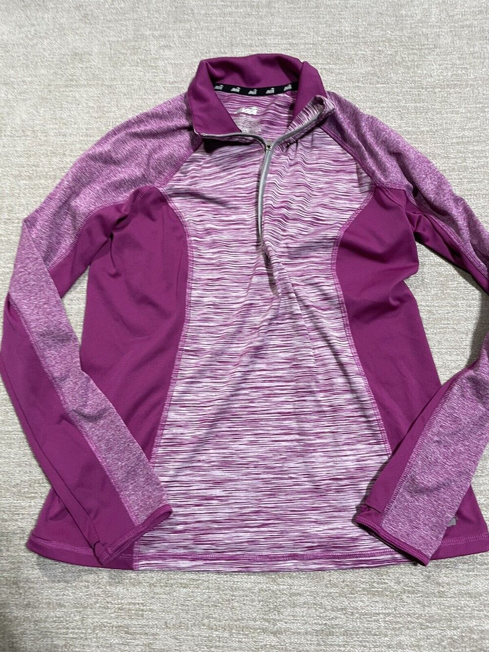 Avia Sweatshirt Women’s Small Purple Striped Long Sleeve 1/4 Zip Active Pullover